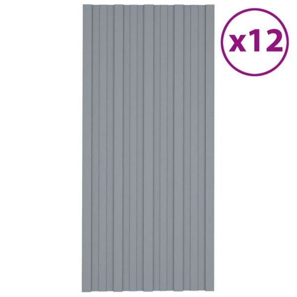 Krovni paneli 12 kom od pocinčanog čelika srebrni 100 x 45 cm