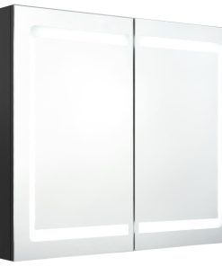 LED kupaonski ormarić s ogledalom sjajni crni 80 x 12 x 68 cm