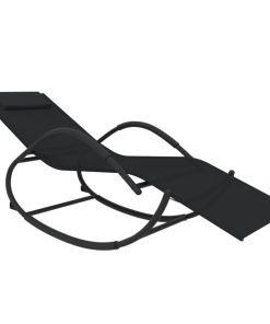 Ljuljajuća ležaljka za sunčanje od čelika i tekstilena crna