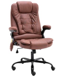 Masažna uredska stolica od prave kože svjetlosmeđa