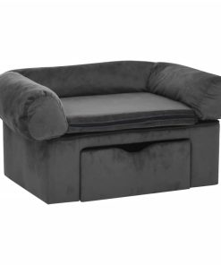 Sofa za pse s ladicom tamnosiva 75 x 50 x 38 cm plišana