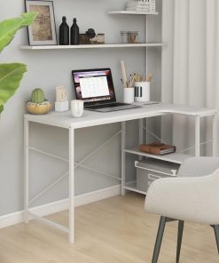 Stol za računalo bijeli 110 x 72 x 70 cm od iverice