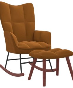 Stolica za ljuljanje s osloncem za noge smeđa baršunasta