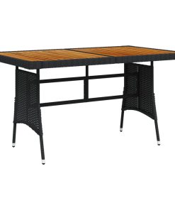 Vrtni stol crni 130x70x72 cm poliratan i masivno bagremovo drvo