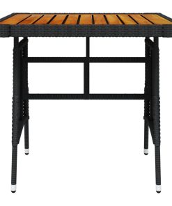 Vrtni stol crni 70x70x72 cm poliratan i masivno bagremovo drvo
