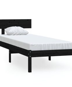 Okvir za krevet od borovine crni 90 x 190 cm UK jednokrevetni