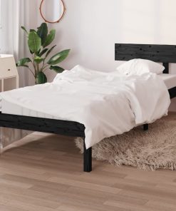 Okvir za krevet od borovine crni 90 x 190 cm UK jednokrevetni