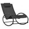 Ležaljka za sunčanje s jastukom crna od čelika i tekstilena