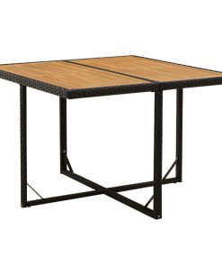 Vrtni stol crni 109 x 107 x 74 cm od poliratana i drva bagrema