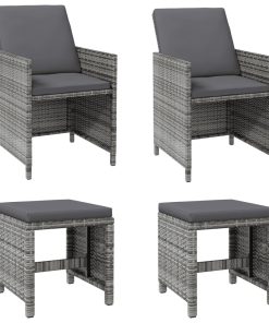 4-dijelni set vrtnih stolica i stolaca od poliratana sivi