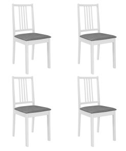Blagovaonske stolice od masivnog drva s jastucima 4 kom bijele
