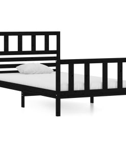 Okvir za krevet od masivnog drva crni 90 x 190 cm 3FT mali