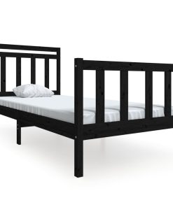 Okvir za krevet od masivnog drva crni 90 x 190 cm jednokrevetni