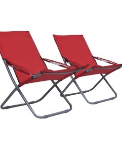 Sklopive stolice za plažu od tkanine 2 kom crvene