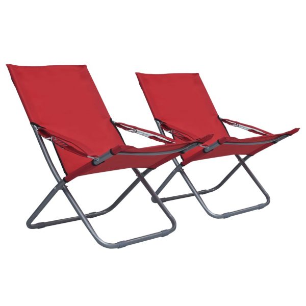 Sklopive stolice za plažu od tkanine 2 kom crvene