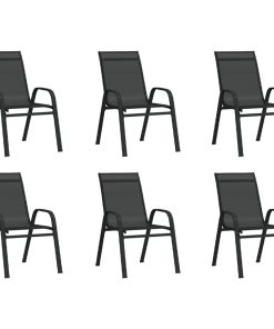 Složive vrtne stolice od tekstilena 6 kom crne