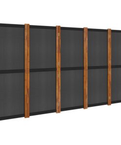 Sobna pregrada s 5 panela crna 350 x 180 cm