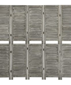 Sobna pregrada s 5 panela siva 179 x 166 cm od masivnog drva