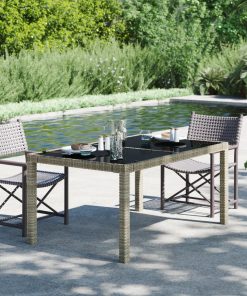 Vrtni stol 150x90x75 cm od kaljenog stakla i poliratana sivi