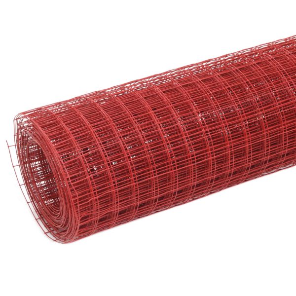 Žičana mreža od čelika s PVC oblogom za kokoši 25 x 1 m crvena
