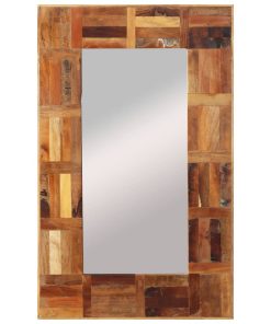 Zidno ogledalo od masivnog obnovljenog drva 50 x 80 cm