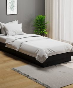 Okvir za krevet crni drveni 75 x 190 cm 2FT6 mali jednokrevetni