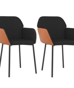 Blagovaonske stolice od tkanine i umjetne kože 2 kom crne