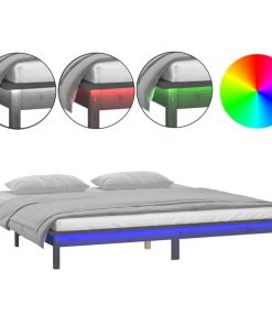 LED okvir za krevet sivi 135x90 cm 4FT6 bračni od masivnog drva
