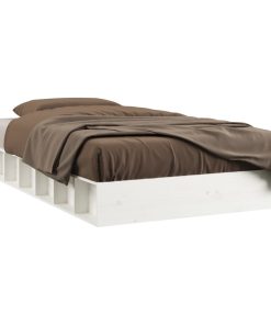 Okvir za krevet bijeli 140 x 190 cm od masivnog drva