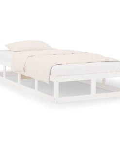 Okvir za krevet bijeli 90 x 200 cm od masivnog drva