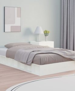 Okvir za krevet bijeli 90 x 200 cm od masivnog drva