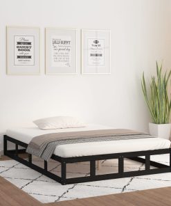 Okvir za krevet crni 200 x 200 cm od masivnog drva