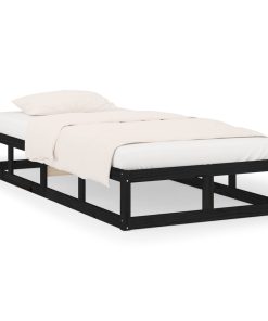 Okvir za krevet crni 90 x 200 cm od masivnog drva