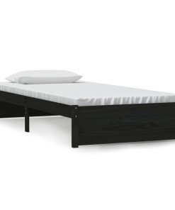 Okvir za krevet masivno drvo crni 90 x 190 cm 3FT jednokrevetni