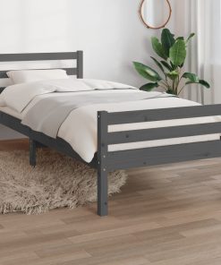 Okvir za krevet masivno drvo sivi 90 x 190 cm 3FT jednokrevetni