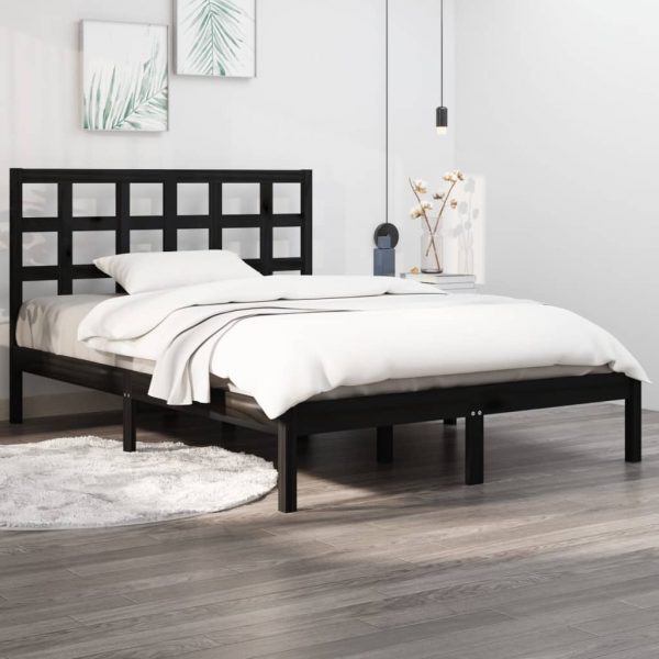 Okvir za krevet od masivnog drva crni 140 x 190 cm