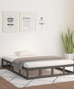 Okvir za krevet od masivnog drva sivi 150 x 200 cm 5FT King