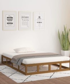 Okvir za krevet smeđa boja meda 200 x 200 cm od masivnog drva