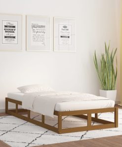 Okvir za krevet smeđa boja meda 90 x 200 cm od masivnog drva