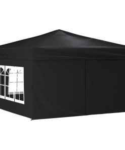 Sklopivi šator za zabave s bočnim zidovima 3 x 3 m crni