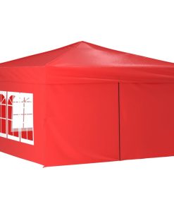 Sklopivi šator za zabave s bočnim zidovima 3 x 3 m crveni