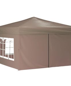 Sklopivi šator za zabave s bočnim zidovima 3 x 3 m smeđesivi