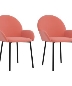Blagovaonske stolice 2 kom ružičaste baršunaste