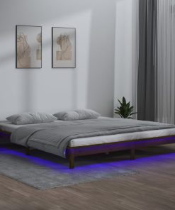LED okvir za krevet smeđa boja meda 120x200 cm od masivnog drva