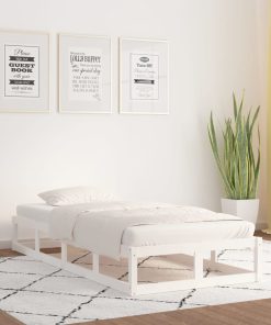 Okvir za krevet bijeli 100 x 200 cm od masivnog drva