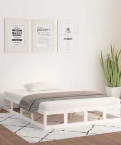 Okvir za krevet bijeli 120 x 200 cm od masivnog drva