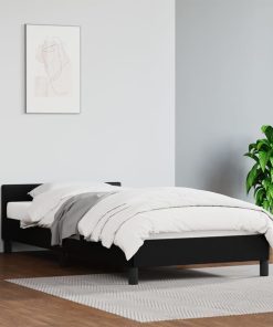 Okvir za krevet s uzglavljem crni 90x190 cm od umjetne kože