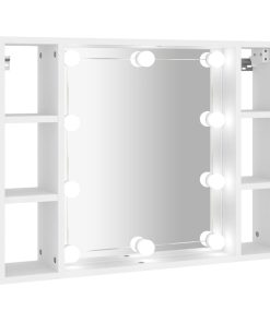 Ormarić s ogledalom i LED svjetlima bijeli 76 x 15 x 55 cm