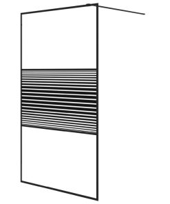 Pregrada za tuš crna 115 x 195 cm s prozirnim staklom ESG