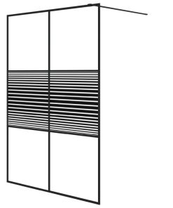 Pregrada za tuš crna 140 x 195 cm s prozirnim staklom ESG
